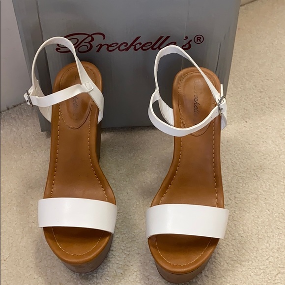 Breckelle’s from Libby Story White Strappy Wedges - Picture 2 of 5